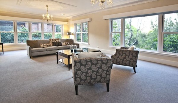 interior photo of living room with double glazed windows