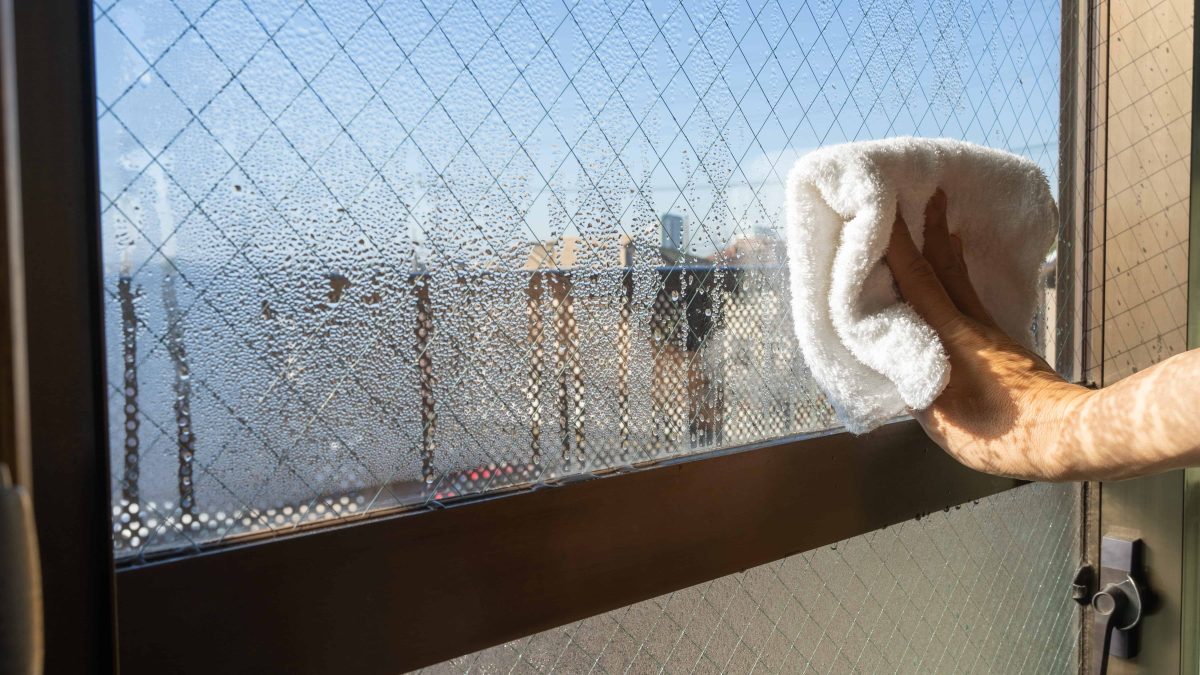 cleaning condensation off a window