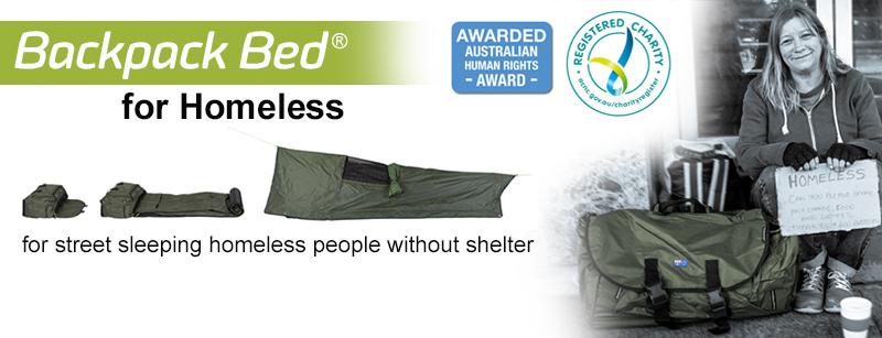 Backpack beds for homeless